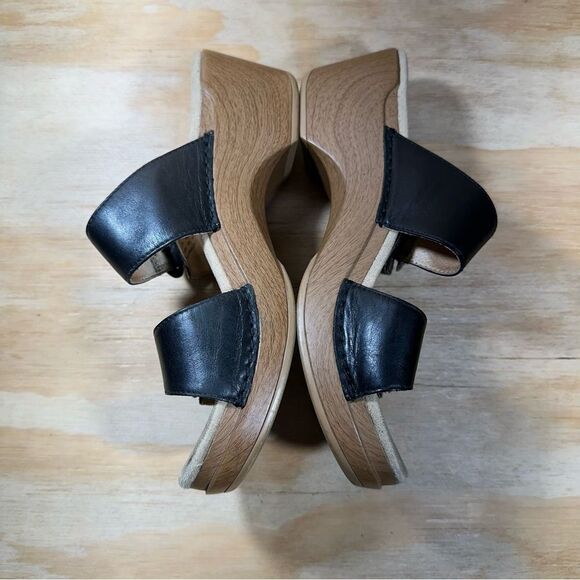 Dansko Black Leather Wedge Sandals Women’s Size 8.5 - Picture 4 of 9